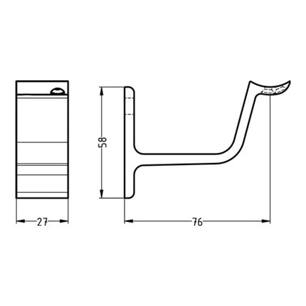 Wspornik poręczy HERMETA 3553 z aluminium powlekanego czarnym tworzywem sztucznym ( 3000283347 )