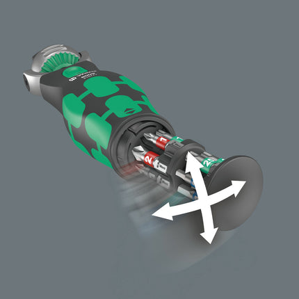 WERA Grzechotka obrotowo-zwrotna 8009 Zyklop Pocket Set 1 3/8 ″ + 1/4 ″ 72 zęby ( 4000822450 )