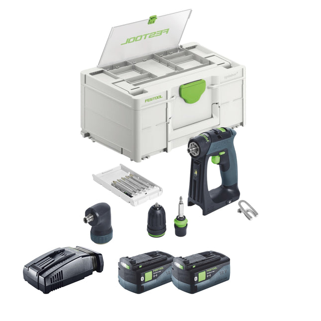 Festool CXS 18-Basic-Set akumulatorowa wiertarko-wkrętarka 18 V 40 Nm bezszczotkowa + 2x akumulator 5,0 Ah + szybka ładowarka + systainer