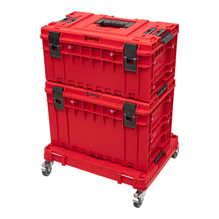 Platforma transportowa Qbrick System ONE 2.0 Workshop RED Ultra HD 625 x 503 x 160 mm 120 kg z metalowymi kołami skrętnymi i hamulcem