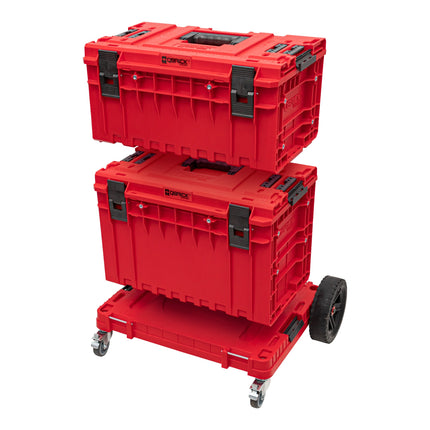 Platforma transportowa Qbrick System ONE 2.0 Allterrain RED Ultra HD 750 x 542 x 223 mm 120 kg z metalowymi kołami skrętnymi i hamulcem