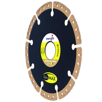 Diamentowa tarcza tnąca MC850 AkkuMAX ( 4000865528 ) Ø 125 mm otwór 22,23 mm szerokość segmentu szlifierki kątowej 37,6 mm