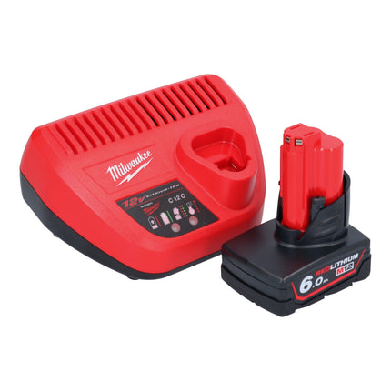 Milwaukee M12 FQID-601 akumulatorowy klucz udarowy 12 V 50 Nm 1/4" bezszczotkowy + 1x akumulator 6,0 Ah + ładowarka