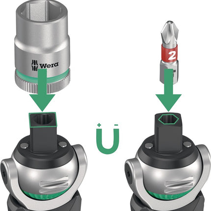 Zestaw kluczy nasadowych Wera 8009 Zyklop Pocket Set 3 ( 8002931221 ) 27-częściowy 3/8 ″ + 1/4 ″