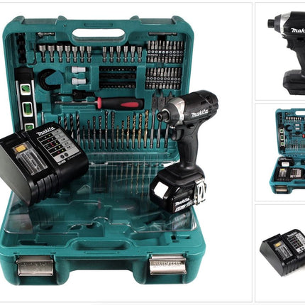 Makita DTD 152 SMTK B Akku Schlagschrauber 18V 165Nm + 1x Akku 4,0Ah + Ladegerät + 101tlg. Zubehörset im Koffer - Toolbrothers