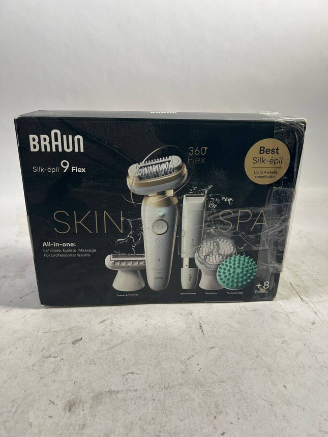 BRAUN Silk pil 9 Flex 9 100 Beauty Set Epilierer Damen Haarentferner FaceSpa Gesichtsreinigungsbuerste 9 Aufsaetze Tasche weiss gold Neuwertig 1 - toolbrothers