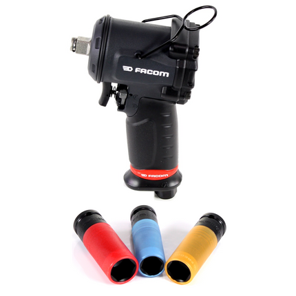 Facom NS.1600 F 1/2" Druckluft Schlagschrauber Set mit Facom NSI.3L 1/2¨ Impact Schlag Steckschlüssel Satz  3 tlg. - Toolbrothers
