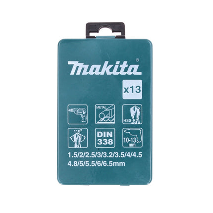Makita D-54075 Zestaw wierteł HSS-R do metalu 13 szt. Wiertło DIN 338 118°