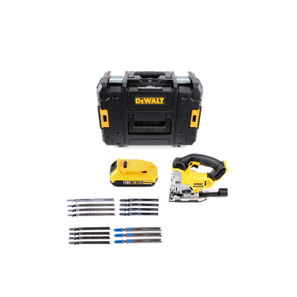 DeWalt DCS 331 N Akku Stichsäge + 1x Akku 2Ah + Bosch-Stichsägeblatt Set + TSTAK - ohne Ladegerät