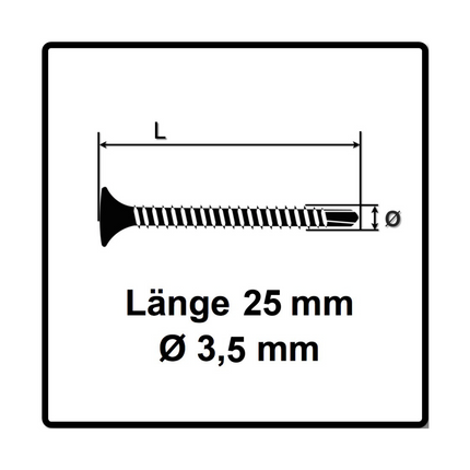 SPAX GIX-D Schnellbauschrauben magaziniert, 3,5x25mm, Bohrspitze 1000 Stück ( 1991170350256 ) Vollgewinde, Trompetenkopf, Kreuzschlitz H2 - Toolbrothers