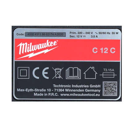 Ładowarka Milwaukee M12-C12C do akumulatorów 12V Li-Ion ( 4932352000 )