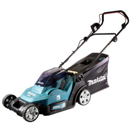 Makita DLM 432 RF2 kosiarka akumulatorowa 36 V ( 2x 18 V ) 43 cm bezszczotkowa + 2x akumulator 3,0 Ah + ładowarka