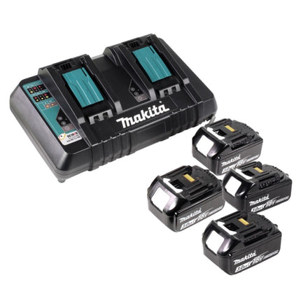 Makita DLM 432 PF4 kosiarka akumulatorowa 36 V ( 2x 18 V ) 43 cm bezszczotkowa + 4x akumulator 3,0 Ah + podwójna ładowarka