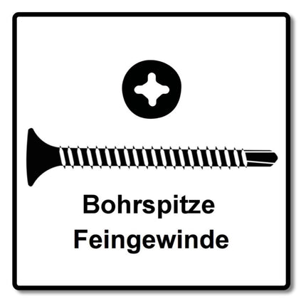 SPAX GIX-D Schnellbauschrauben 3,5 x 45 mm 5000 Stk ( 5x 1991170350456 ) Bohrspitze Phosphatiert Vollgewinde Trompetenkopf Kreuzschlitz H2