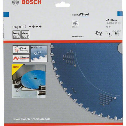 Tarcza pilarska Bosch Expert do stali, 190 x 20 x 2,0 mm, 40 ( 2608643056 )