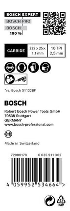 Brzeszczot do piły szablastej Bosch EXPERT Medium Thick Tough Metal S 1155 HHM 225 mm 10 szt. ( 2608900376 ) Carbide Technology