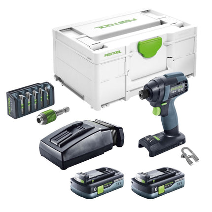 Festool TID 18 HPC 4.0 I-Plus akumulatorowy klucz udarowy 18 V 180 Nm 1/4" ( 576482 ) + 2x akumulator 4,0 Ah + ładowarka + 6-częściowy zestaw bitów + systainer