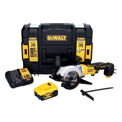 Akumulatorowa pilarka tarczowa DeWalt DCS 571 P1 18 V 115 mm bezszczotkowa + 1x akumulator 5,0 Ah + ładowarka + TSTAK