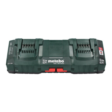 Podstawowy zestaw Metabo 2x akumulator Li-Power 18 V 4,0 Ah CAS Li-Ion ( 2x 625027000 ) + podwójna szybka ładowarka ASC 145 DUO ( 627495000 )
