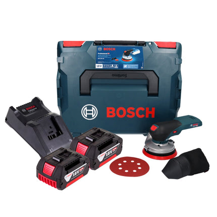 Bosch GEX 18V-125 Profesjonalna akumulatorowa szlifierka oscylacyjna bezszczotkowa 18 V 125 mm + 2x akumulator 5,0 Ah + ładowarka + L-BOXX