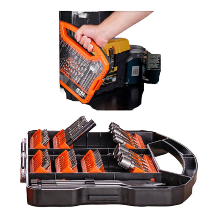 WellCut 101-częściowy zestaw bitów i wierteł w walizce 1/4" Phillips / Pozidriv / szczelinowe / sześciokątne / Torx / Robertson / wiertła do drewna, stali i muru ( WC-DB101U )