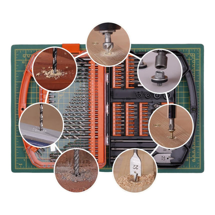 WellCut 101-częściowy zestaw bitów i wierteł w walizce 1/4" Phillips / Pozidriv / szczelinowe / sześciokątne / Torx / Robertson / wiertła do drewna, stali i muru ( WC-DB101U )