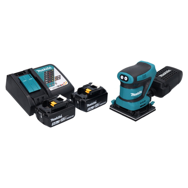 Makita DBO 480 RT akumulatorowa szlifierka oscylacyjna 18 V 112 x 102 mm + 2x akumulator 5,0 Ah + ładowarka