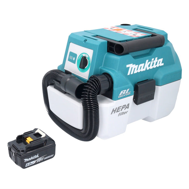 Makita DVC 750 LG1 odkurzacz akumulatorowy LXT 18 V 67 mbar 7,5 l bezszczotkowy + 1x akumulator 6,0 Ah - bez ładowarki