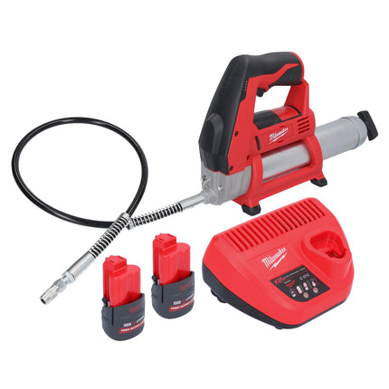 Smarownica akumulatorowa Milwaukee M12 GG-252 12 V 562 bar + 2x akumulator 2,5 Ah + ładowarka