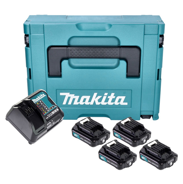 Makita Power Source Kit 4x BL 1021 B akumulator 12 V maks. 2,0 Ah CXT ( 4x 197396-9 ) + ładowarka DC 10 SB ( 197363-4 ) + Makpac