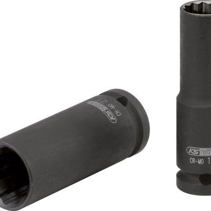 KS TOOLS 1/2" 12-kant-Kraft-Stecknuss, lang, 25 mm ( 515.0971 ) - Toolbrothers