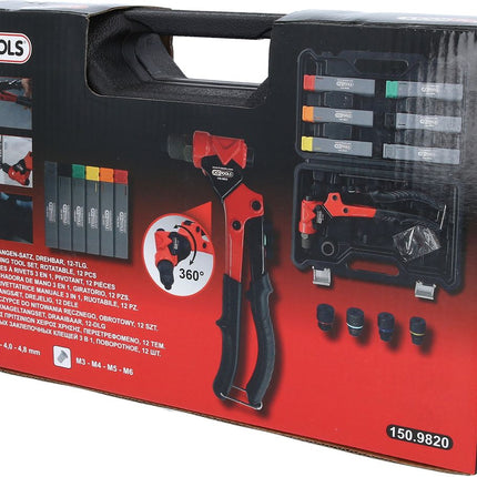 KS TOOLS 3 in 1 Handnietzangen-Satz, drehbar, 12-tlg. ( 150.9820 ) - Toolbrothers
