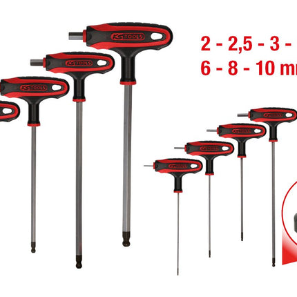 KS TOOLS T-Griff-Innensechskant-Kugelkopf-Schlüssel-Satz, 8-tlg ( 151.8155 ) - Toolbrothers