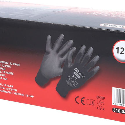 KS TOOLS Mikro-Feinstrickhandschuhe-schwarz, 9, 12 Paar ( 310.0470 ) - Toolbrothers