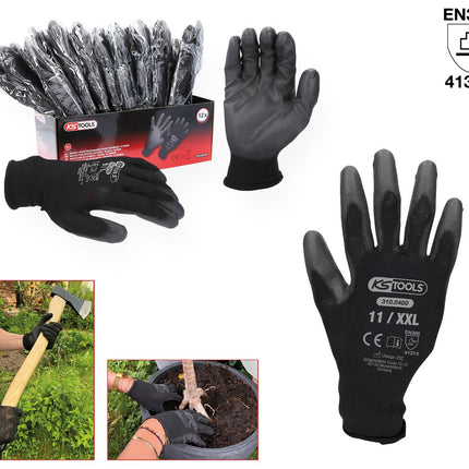 KS TOOLS Mikro-Feinstrickhandschuhe-schwarz, 11, 12 Paar ( 310.0480 ) - Toolbrothers