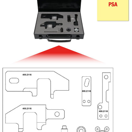 KS TOOLS Motoreinstell-Werkzeug-Satz für PSA, 11-tlg ( 400.2115 )