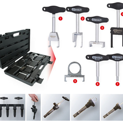 KS TOOLS T-Griff-Zündspulen-Abzieher-Satz für VAG und Opel Motoren, 7-tlg ( 500.7570 ) - Toolbrothers