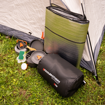 Toolbrothers zestaw kempingowy dla 2-4 osób namiot hydrauliczny z matą izolacyjną i sprzętem kempingowym 14 szt.