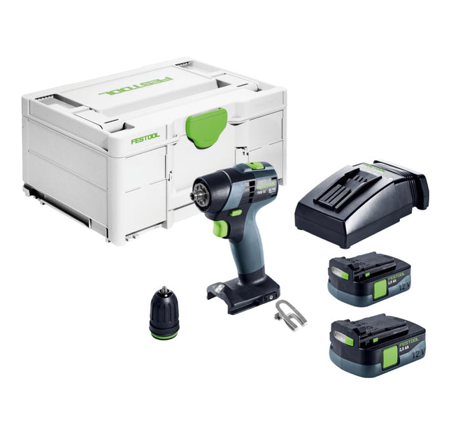 Festool TXS 12 2.5-Plus akumulatorowa wiertarko-wkrętarka 12 V 30 Nm bezszczotkowa ( 576873 ) + 2x akumulator 2,5 Ah + ładowarka + systainer