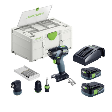 Festool TXS 12 2,5-Set akumulatorowa wiertarko-wkrętarka 12 V 30 Nm bezszczotkowa ( 576874 ) + 2x akumulator 2,5 Ah + ładowarka + zestaw bitów + systainer