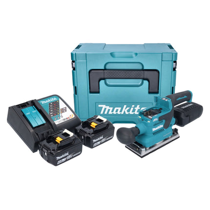 Makita DBO 382 RGJ akumulatorowa szlifierka oscylacyjna 18 V 93 x 185 mm bezszczotkowa + 2x akumulator 6,0 Ah + ładowarka + Makpac
