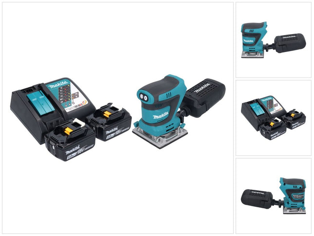Makita DBO 484 RT akumulatorowa szlifierka oscylacyjna 18 V 112 x 102 mm + 2x akumulator 5,0 Ah + ładowarka