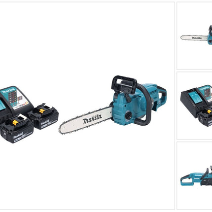 Makita DUC 357 RT2X2 Akumulatorowa pilarka łańcuchowa 18 V 35 cm 7,7 m/s Bezszczotkowa + 2x akumulator 5,0 Ah + ładowarka