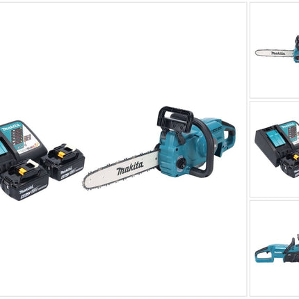 Makita DUC 357 RG2X2 Akumulatorowa pilarka łańcuchowa 18 V 35 cm 7,7 m/s Bezszczotkowa + 2x akumulator 6,0 Ah + ładowarka