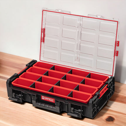 Qbrick System ONE Organizer XL 2.0 Long Bin sztaplowany 582 x 387 x 131 mm 13,5 l IP66 z 4 wkładami i 12 przegrodami