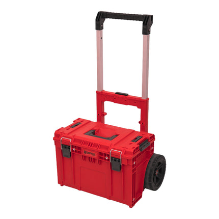 Qbrick System PRIME Cart RED ULTRA HD Custom sztaplowany 590 x 425 x 660 mm 37 l IP66 100 kg nośności z podwójnym teleskopowym uchwytem aluminiowym