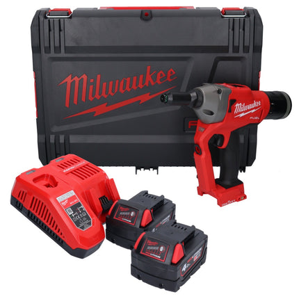 Milwaukee M18 ONEFPRT-402X nitownica akumulatorowa 18 V 20 kN bezszczotkowa + 2x akumulator 4,0 Ah + ładowarka + skrzynka HD