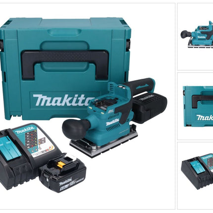 Makita DBO 381 RT1JU Akumulatorowa szlifierka oscylacyjna 18 V 93 x 185 mm bezszczotkowa + 1x akumulator 5,0 Ah + ładowarka + Makpac