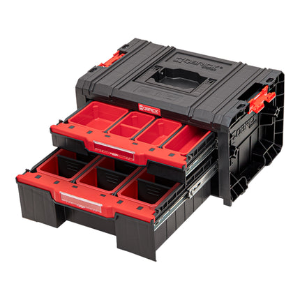 Qbrick System PRO Drawer 2 Toolbox 2.0 Expert z możliwością sztaplowania 450 x 310 x 244 mm 4,5 l 9,5 l IP54 z dwiema szufladami 10 wkładów i 6 przegródek