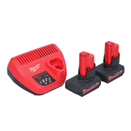 Milwaukee M12 BBL-502 akumulatorowa dmuchawa 12 V + 2x akumulator 5,0 Ah + ładowarka